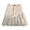 2026 Spring/Summer new half-length skirt: White denim irregular ruffled A-line skirt, high-waisted short skirt for women to prevent exposure. 100539358 Item Picture